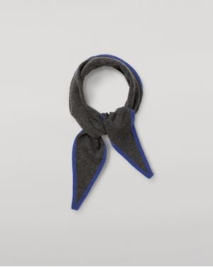 Johnstons of Elgin Anya Charcoal & Diamond Cashmere Necktie - Blue