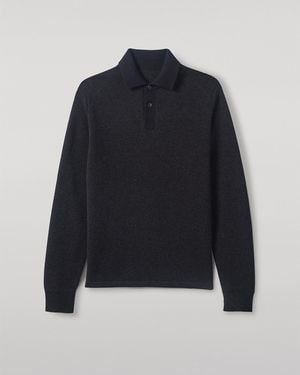 Johnstons of Elgin Tweel & Cashmere Rugby Shirt - Blue