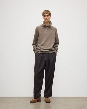 Johnstons of Elgin Tweel Cashmere Half Zip Jumper - White