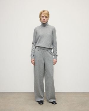 Johnstons of Elgin Wide Leg Light Cashmere Trousers - Grey