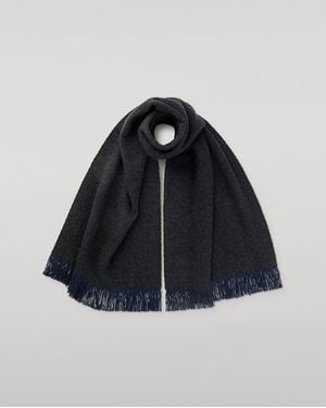 Johnstons of Elgin Yarrow & Charcoal Cashmere Scarf - Blue