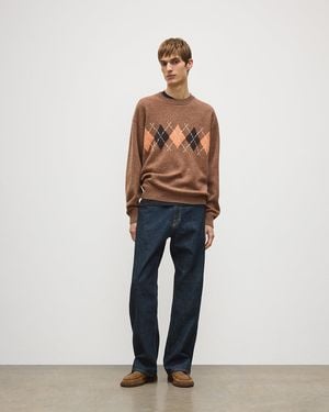 Johnstons of Elgin Rusky Argyle Lambswool Jumper - Brown