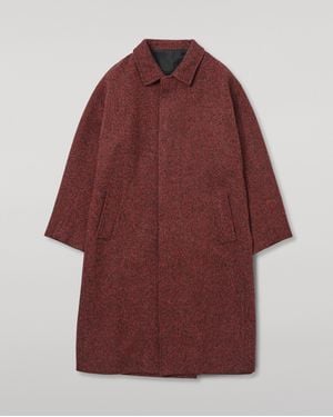 Johnstons of Elgin Brodie Herringbone Wool Car Coat - Red