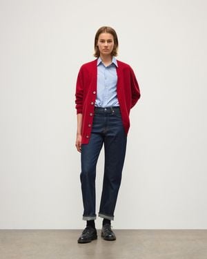 Johnstons of Elgin Boyce Brushed Cashmere-Silk Cardigan - Red
