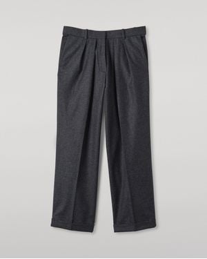 Johnstons of Elgin Macara Dark Pleated Trousers - Grey