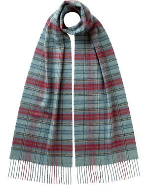 Johnstons of Elgin Anderson Tartan Cashmere Scarf - Blue