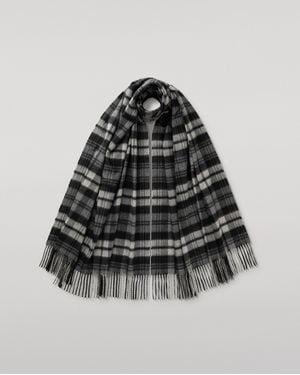 Johnstons of Elgin Watch Dress Tartan Cashmere Stole - Grey
