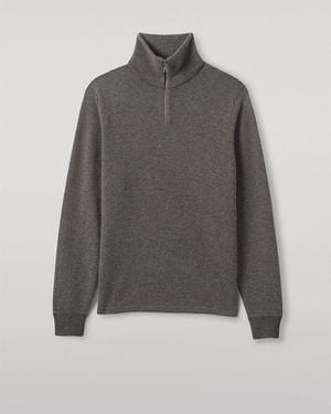 Johnstons of Elgin Tweel & Cashmere Half Zip Jumper - Grey