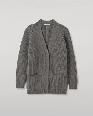 Johnstons of Elgin Norah Ribbed Donegal Cashmere Cardigan - Grey