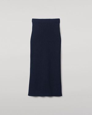 Johnstons of Elgin Cashmere Dark Midi Skirt - Blue