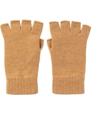 Johnstons of Elgin Fingerless Camel Cashmere Gloves - White