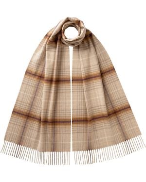 Johnstons of Elgin Ombre Check Merino Scarf - Natural