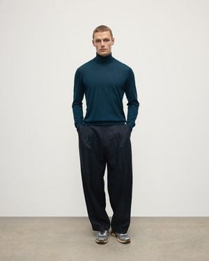 Johnstons of Elgin Superfine Cashmere Roll Neck Jumper - Blue