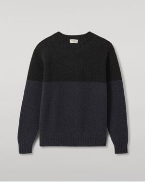 Johnstons of Elgin Ogilvie Colour Block Lambswool Jumper - Black