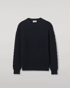 Johnstons of Elgin Calder Dark Cable Cashmere Jumper - Grey