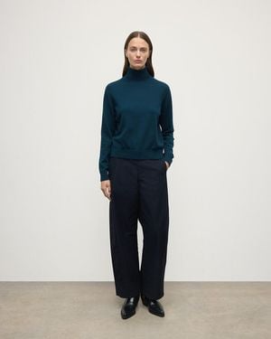 Johnstons of Elgin Classic Cashmere Bottle Roll Neck Jumper - Blue