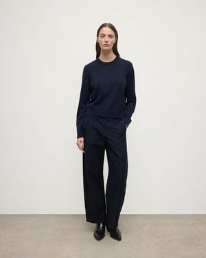 Johnstons of Elgin Classic Cashmere Dark Round Neck Jumper - Blue