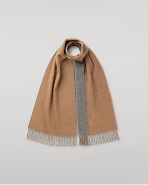 Johnstons of Elgin Contrast & Cashmere Scarf - Natural