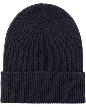 Johnstons of Elgin Slouchy Dark Cashmere Beanie - Blue