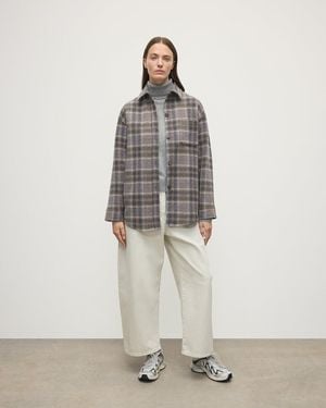 Johnstons of Elgin Slate Tweed Check Oversized Shirt - White