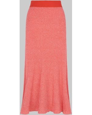 Johnstons of Elgin Ribbed Marl Cashmere Skirt - Pink
