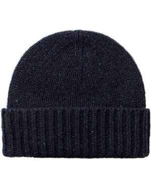 Johnstons of Elgin Donegal Cashmere Dark Beanie - Blue