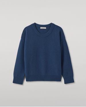 Johnstons of Elgin Maggie Reverse Stitch Cashmere Jumper - Blue