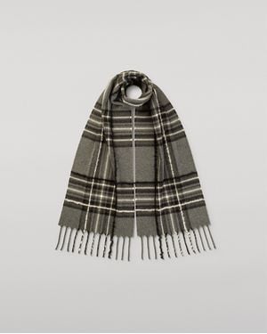 Johnstons of Elgin Mach Tartan Cashmere Scarf - White