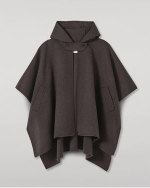 Johnstons of Elgin Hoolie Charcoal Hooded Cashmere Cape - Black
