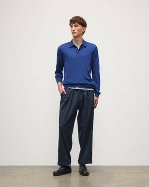 Johnstons of Elgin Fin Superfine Cashmere Polo Shirt - Blue