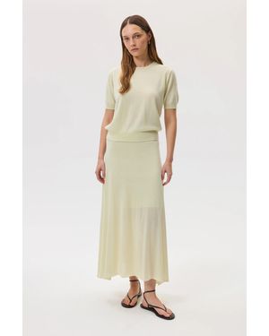 Johnstons of Elgin Cashmere Silk Light A-Line Skirt - Natural