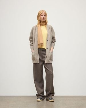 Johnstons of Elgin Norah Ribbed Donegal Cashmere Cardigan - Natural