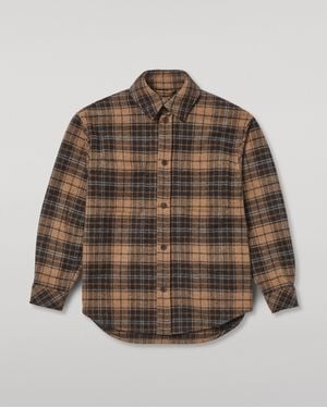 Johnstons of Elgin Atholl & Camel Plaid Overshirt - Grey