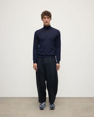 Johnstons of Elgin Superfine Cashmere Dark Roll Neck Jumper - Blue