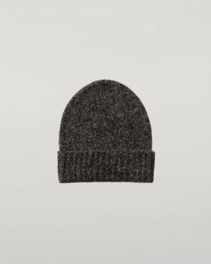 Johnstons of Elgin Cashmere Bouclé Charcoal Beanie - Black