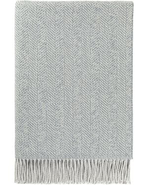 Johnstons of Elgin Texture Herringbone Merino Throw - Grey