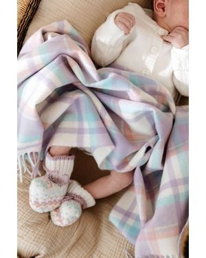 Johnstons of Elgin Check Cashmere Baby Blanket - Pink