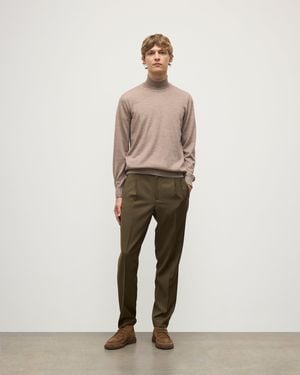 Johnstons of Elgin Fin Light Cashmere Roll Neck Sweater - Natural