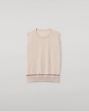 Johnstons of Elgin Brae Merino Sleeveless Tank - White