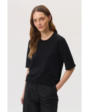 Johnstons of Elgin Superfine Merino Wool T-Shirt - Black