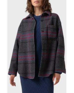 Johnstons of Elgin Wool Blend Oversized Shirt - Blue