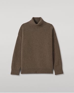 Johnstons of Elgin Maggie Reverse Stitch Roll Neck Cashmere Jumper - Natural