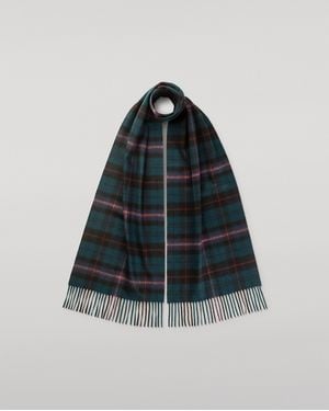 Johnstons of Elgin Culzean Plaid Bottle Cashmere Scarf - Blue