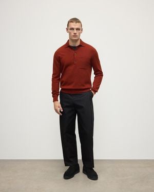 Johnstons of Elgin Cashmere Long Sleeve Polo Shirt - Red