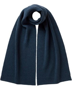 Johnstons of Elgin Ribbed Cashmere Scarf - Blue