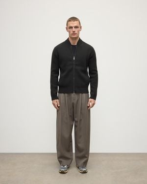 Johnstons of Elgin Cashmere Milano Stitch Dark Zip Jacket - Grey