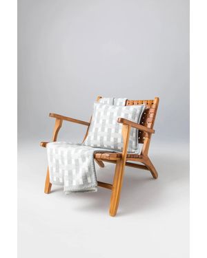 Johnstons of Elgin Blanket Stitched Basketweave Throw - Grey