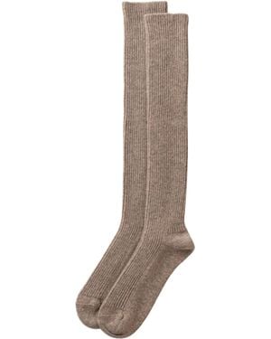 Johnstons of Elgin Cashmere Knee High Socks - White