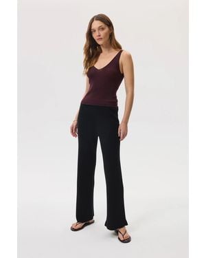 Johnstons of Elgin Ribbed Merino Wide Leg Pants - Blue