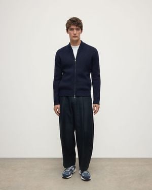 Johnstons of Elgin Cashmere Milano Stitch Dark Zip Jacket - Blue